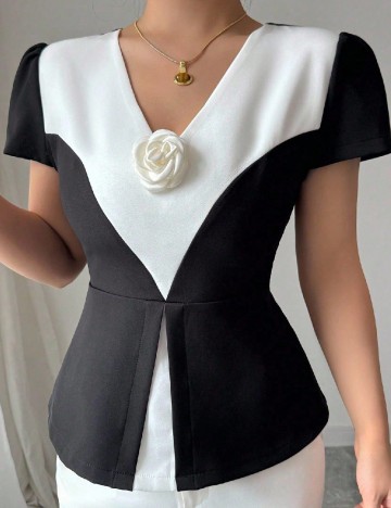 Bluza SHEIN, alb/negru