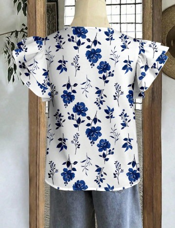 Bluza SHEIN CURVE, alb/albastru