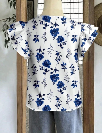 Bluza SHEIN CURVE, alb/albastru