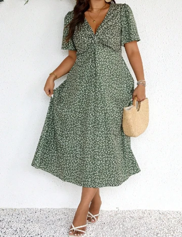 Rochie medie SHEIN CURVE, verde