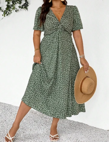 Rochie medie SHEIN CURVE, verde