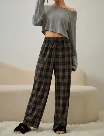 Pantaloni de pijama SHEIN, maro