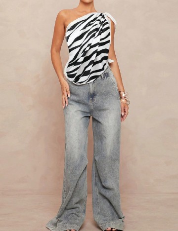 Top SHEIN, alb/negru