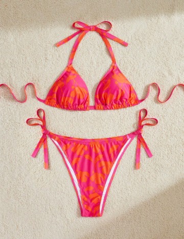 Costum de baie SHEIN CURVE, roz/portocaliu