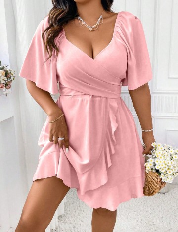 Rochie scurta SHEIN CURVE, roz