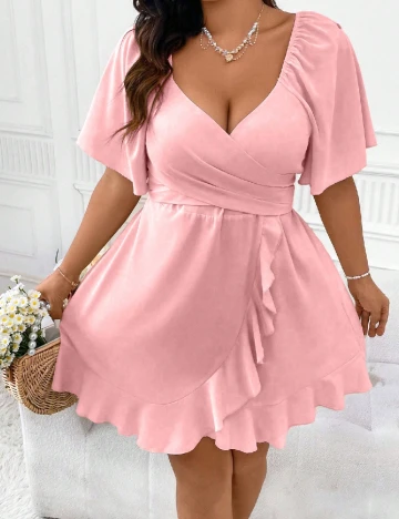 Rochie scurta SHEIN CURVE, roz