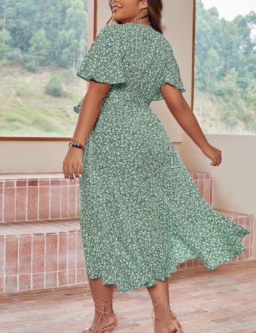 Rochie medie SHEIN CURVE, verde/alb