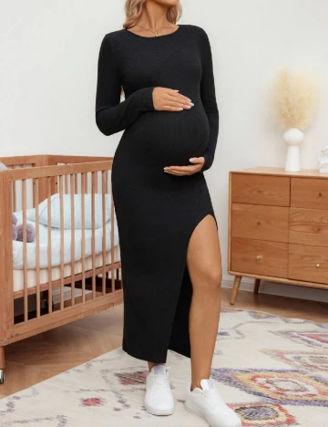 Rochie lunga SHEIN Maternity, negru