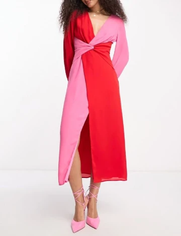 Rochie medie Pretty Lavish, rosu/roz