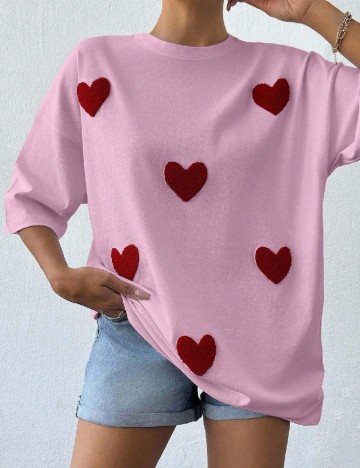 
						Tricou Oversize SHEIN, roz
