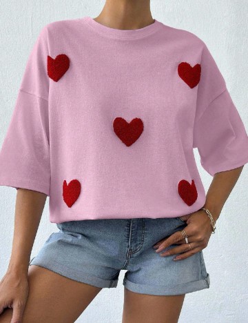 Tricou Oversize SHEIN, roz