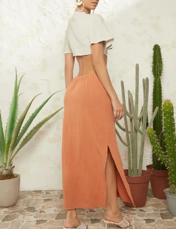 Rochie lunga SHEIN, bej/portocaliu