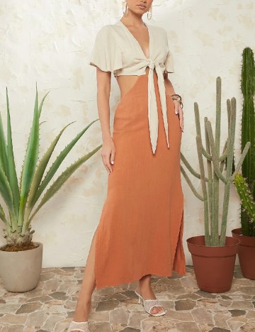 Rochie lunga SHEIN, bej/portocaliu