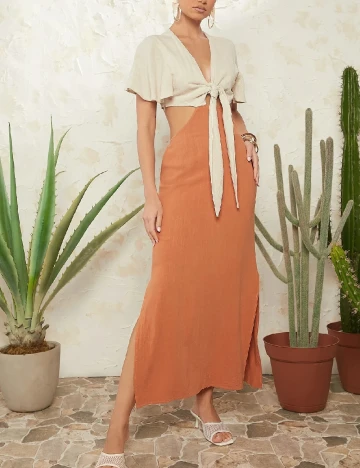 Rochie lunga SHEIN, bej/portocaliu