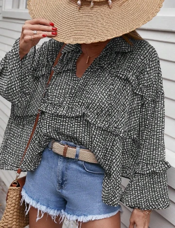 Bluza SHEIN, alb/negru