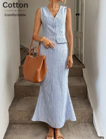 Compleu SHEIN, albastru/alb