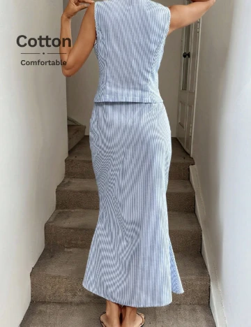 Compleu SHEIN, albastru/alb