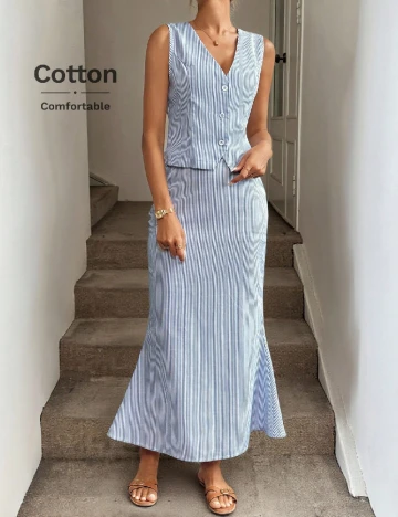 Compleu SHEIN, albastru/alb