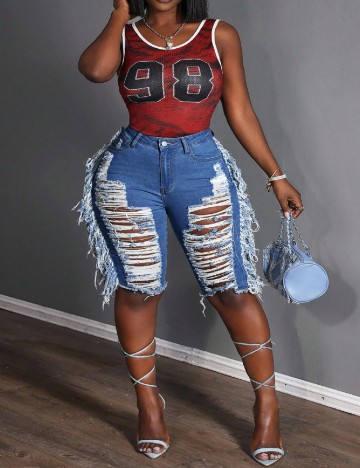 
						Pantaloni scurti SHEIN CURVE, albastru