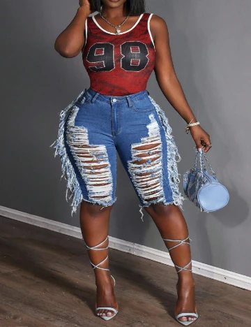 Pantaloni scurti SHEIN CURVE, albastru