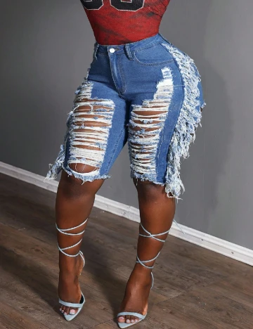 Pantaloni scurti SHEIN CURVE, albastru