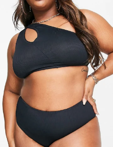 Sutien de baie reversibil We Are We Wear Plus Size, negru/maro