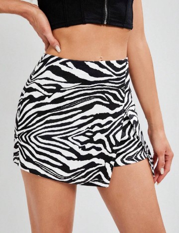 Fusta pantalon SHEIN, alb/negru