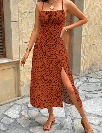 Rochie medie SHEIN, caramiziu