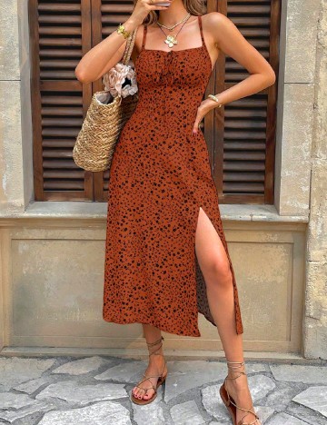 Rochie medie SHEIN, caramiziu