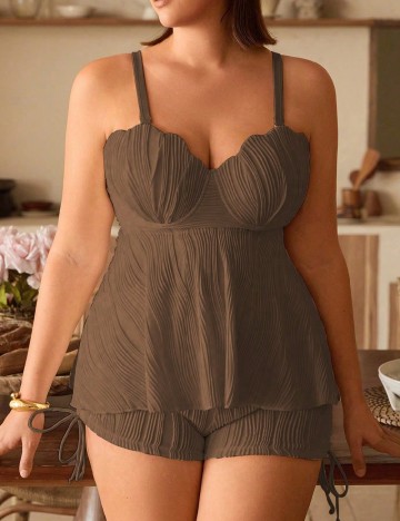 
						Costum de baie SHEIN CURVE, maro