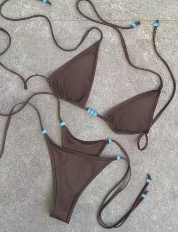 
						Costum de baie SHEIN, maro