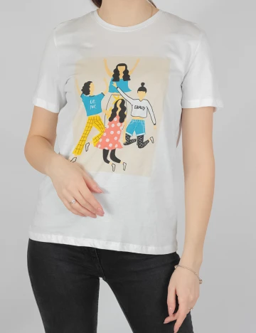 Tricou Pieces, alb, XS Alb