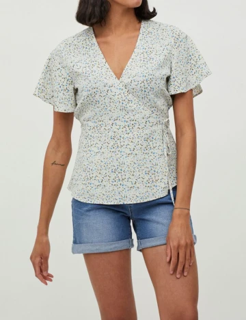 Bluza Vila, alb cu imprimeu floral