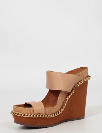 Sandale cu platforma DUMOND, crem, 40