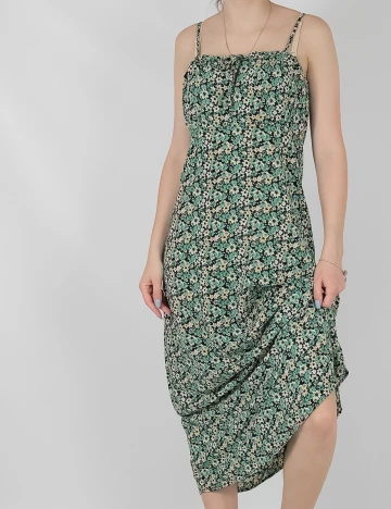 Rochie Lunga Only, verde floral, S Verde