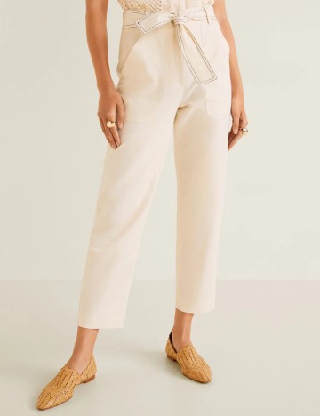 Pantaloni Mango, crem, 38
