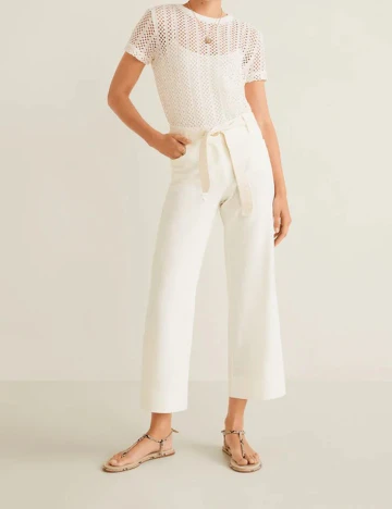 Pantaloni Mango, crem, 36 Crem