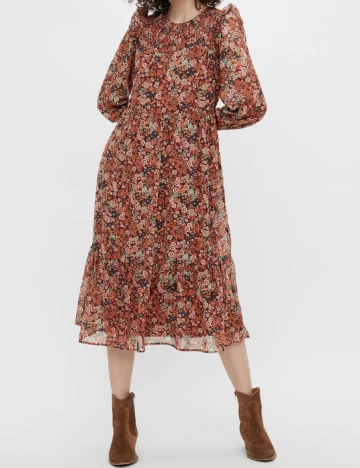 Rochie Medie Pieces, maro, M