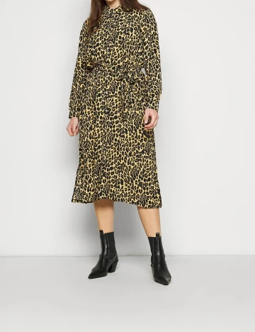Rochie medie Pieces, animal print, S