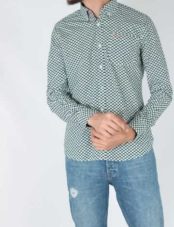 Camasa N.Z.A NEW ZEALAND AUCKLAND, verde inchis, S Verde