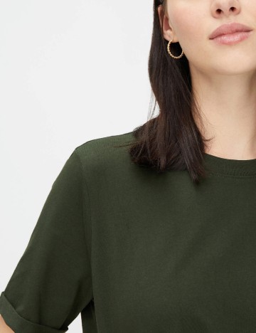 Tricou Pieces, verde inchis