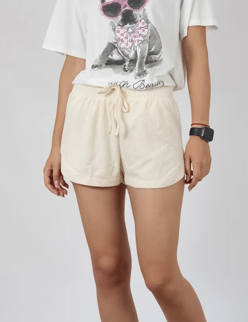 Pantaloni scurti Pieces, crem, S