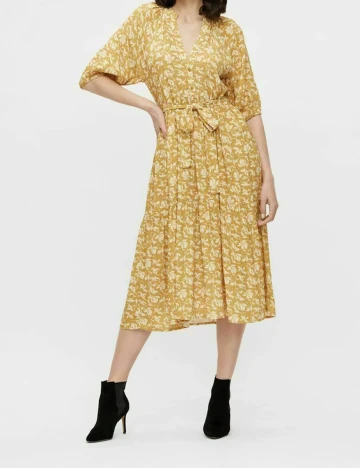 Rochie medie Object, mustar, 42 Galben