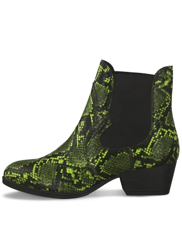 Botine Tamaris, imprimeu sarpe, 39 Verde