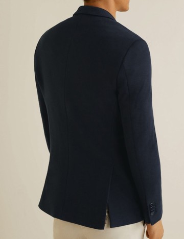 Sacou slim fit din bumbac structurat, albastru, 44