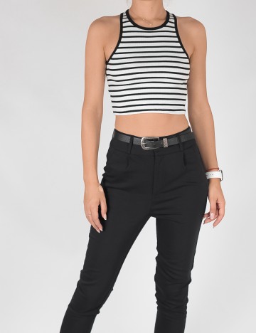
						Top Reserved, alb-negru, XS