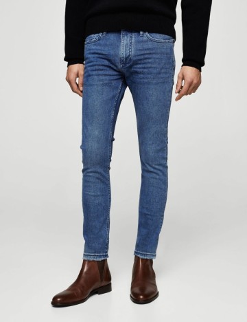 Blugi Jude skinny spalati medii, albastru mediu, 36