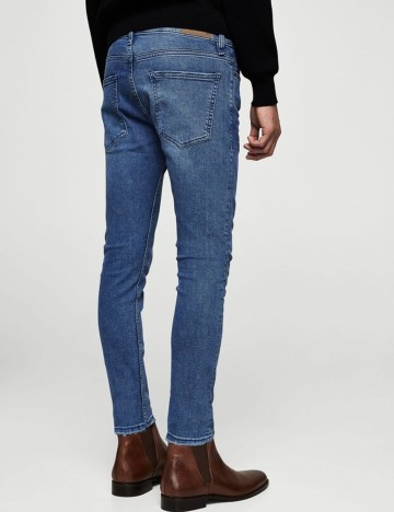 Blugi Jude skinny spalati medii, albastru mediu, 36