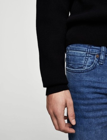 Blugi Jude skinny spalati medii, albastru mediu, 36
