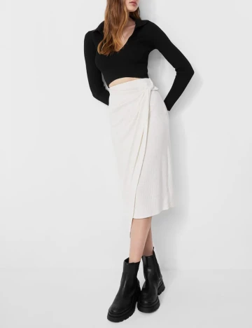 Fusta Stradivarius, crem, S